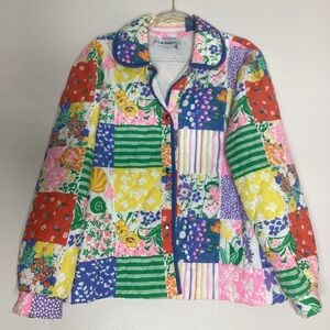 Vintage Rosemary Long Quilted Jacket Patchwork Design Med